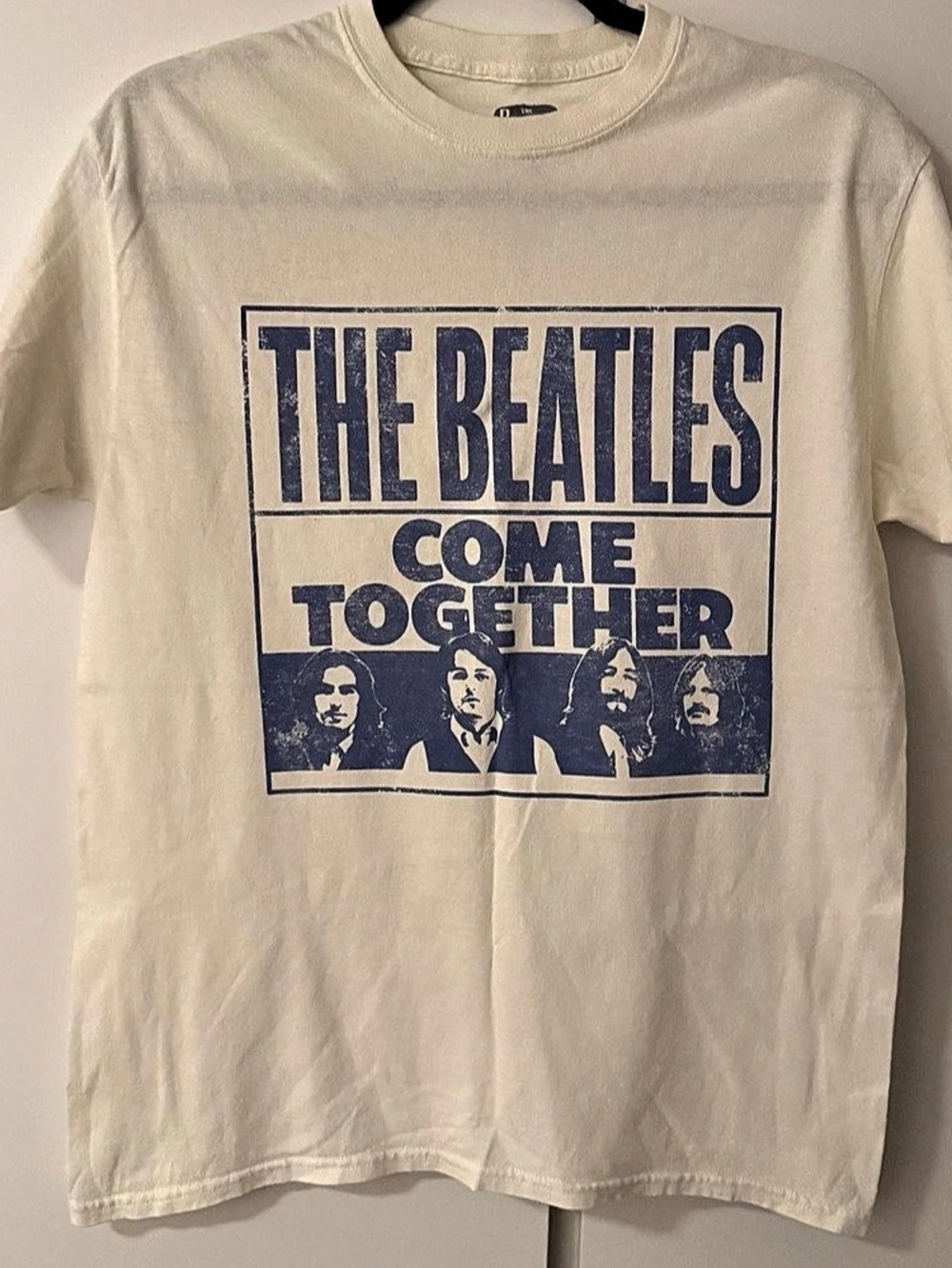 The Beatles Come Together Graphic Tee Graphic Tee in Cream & Blue Size S/M